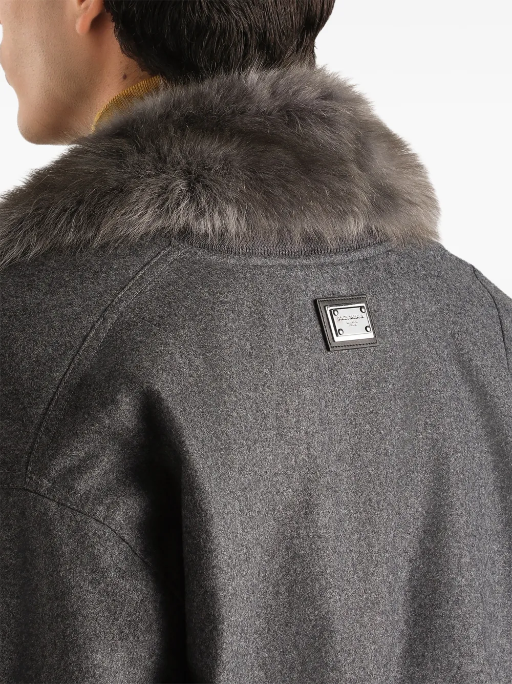 Dolce & Gabbana Gewatteerd bomberjack van wollen flanel Grijs