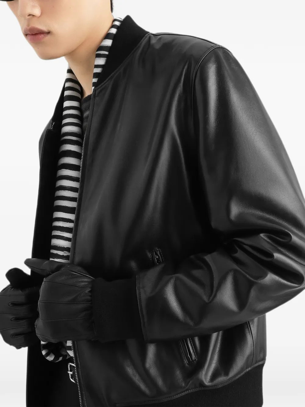 Dolce & Gabbana Kalfsleren bomberjack Zwart