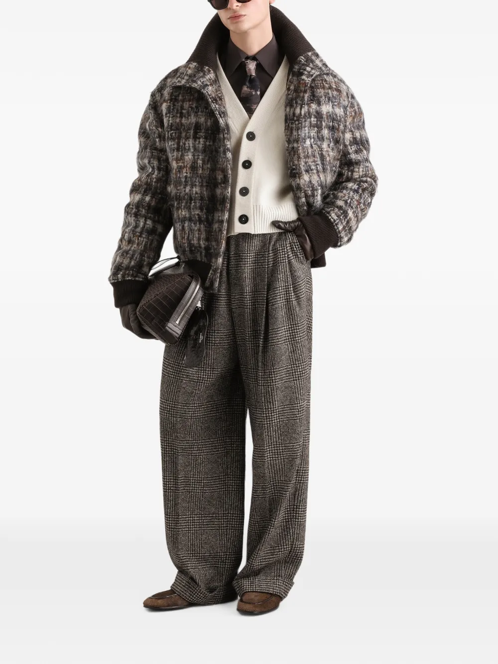 Dolce & Gabbana check-pattern bomber jacket Grijs