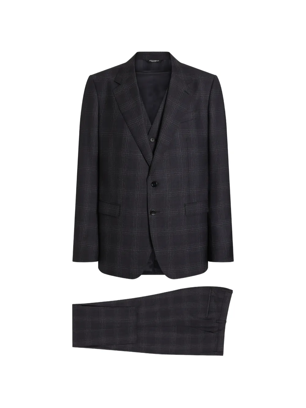 Dolce & Gabbana Completo monopetto martini in lana a quadri - Grigio