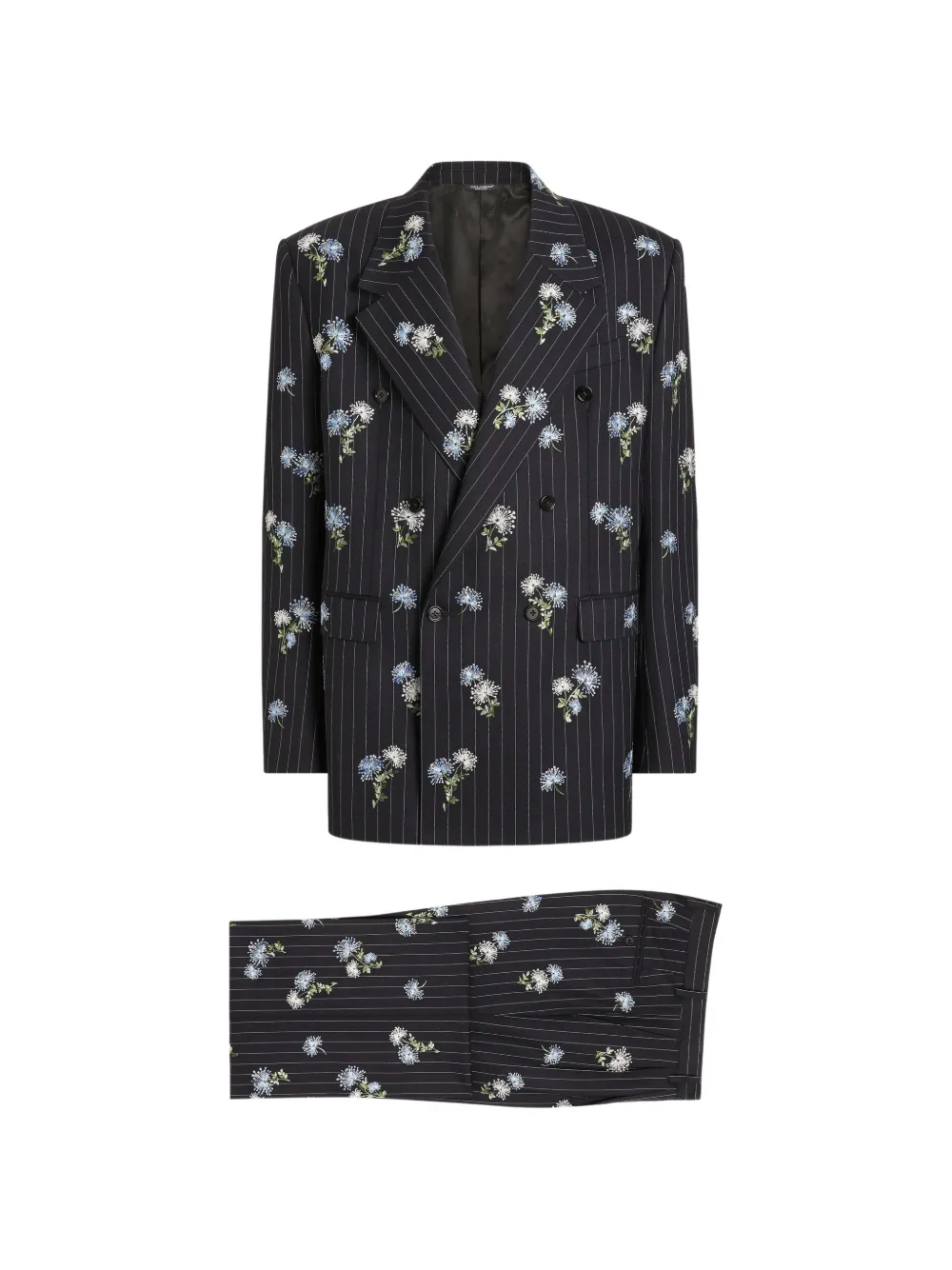 Dolce & Gabbana Completo doppiopetto Palermo in lana con ricamo - Nero
