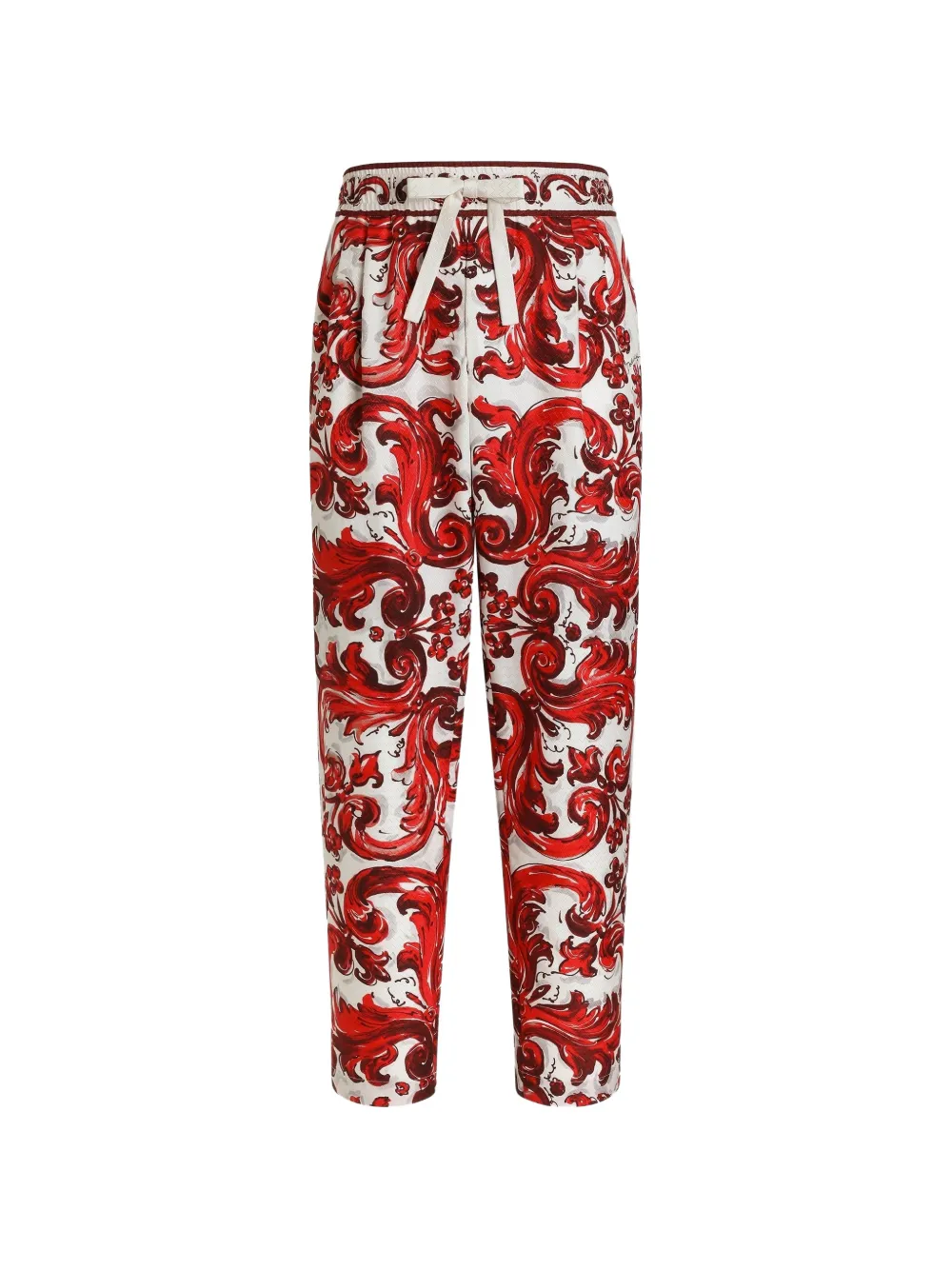 Dolce & Gabbana Joggers in jacquard con stampa maioliche - Rosso