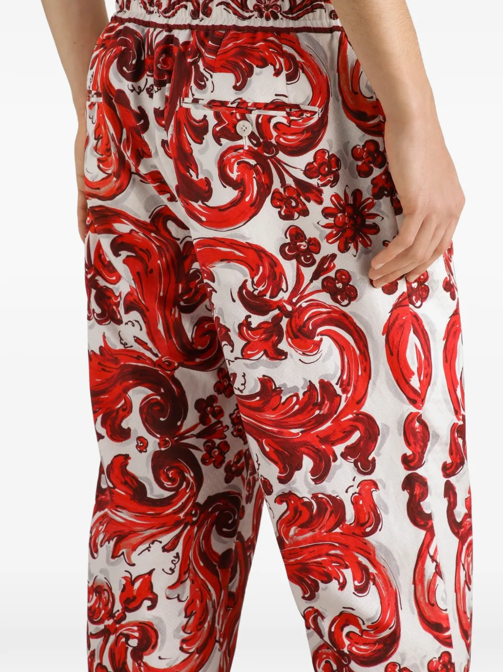 Dolce & Gabbana Jacquard joggingbroek met Majolica-print Rood