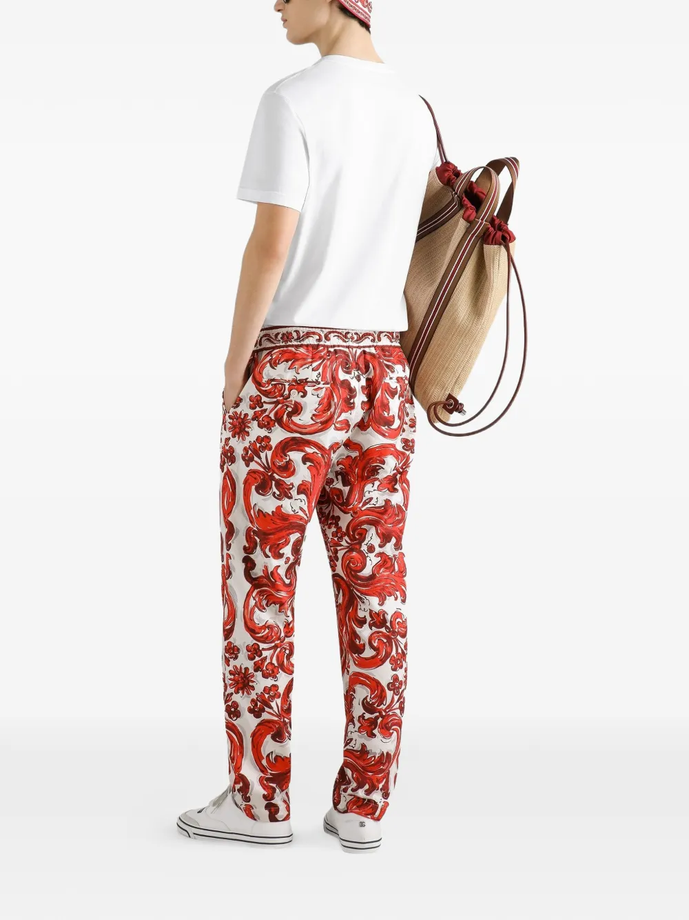 Dolce & Gabbana Jacquard joggingbroek met Majolica-print Rood