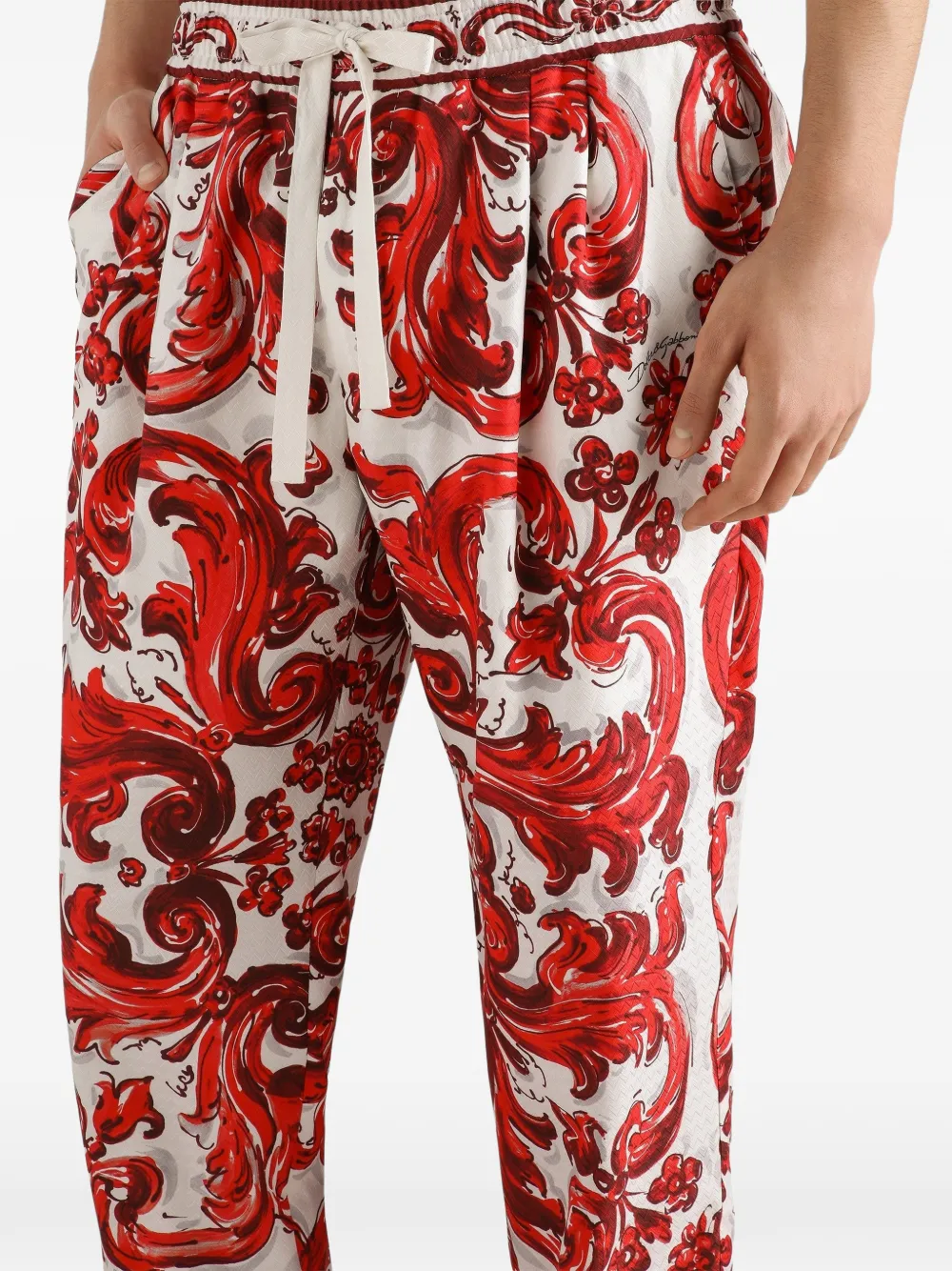 Dolce & Gabbana Jacquard joggingbroek met Majolica-print Rood