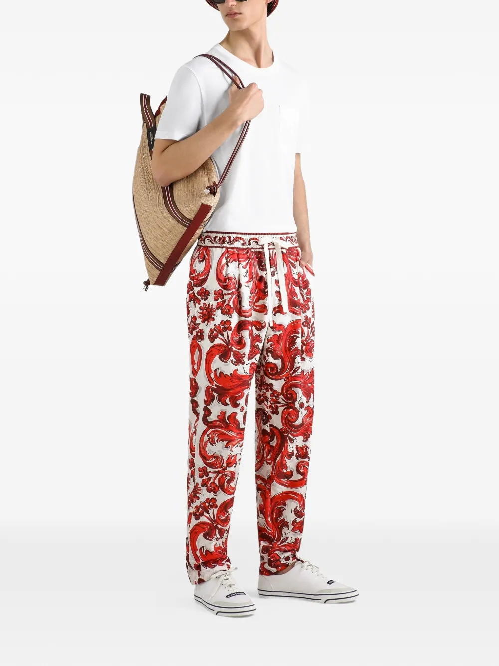 Dolce & Gabbana Jacquard joggingbroek met Majolica-print Rood