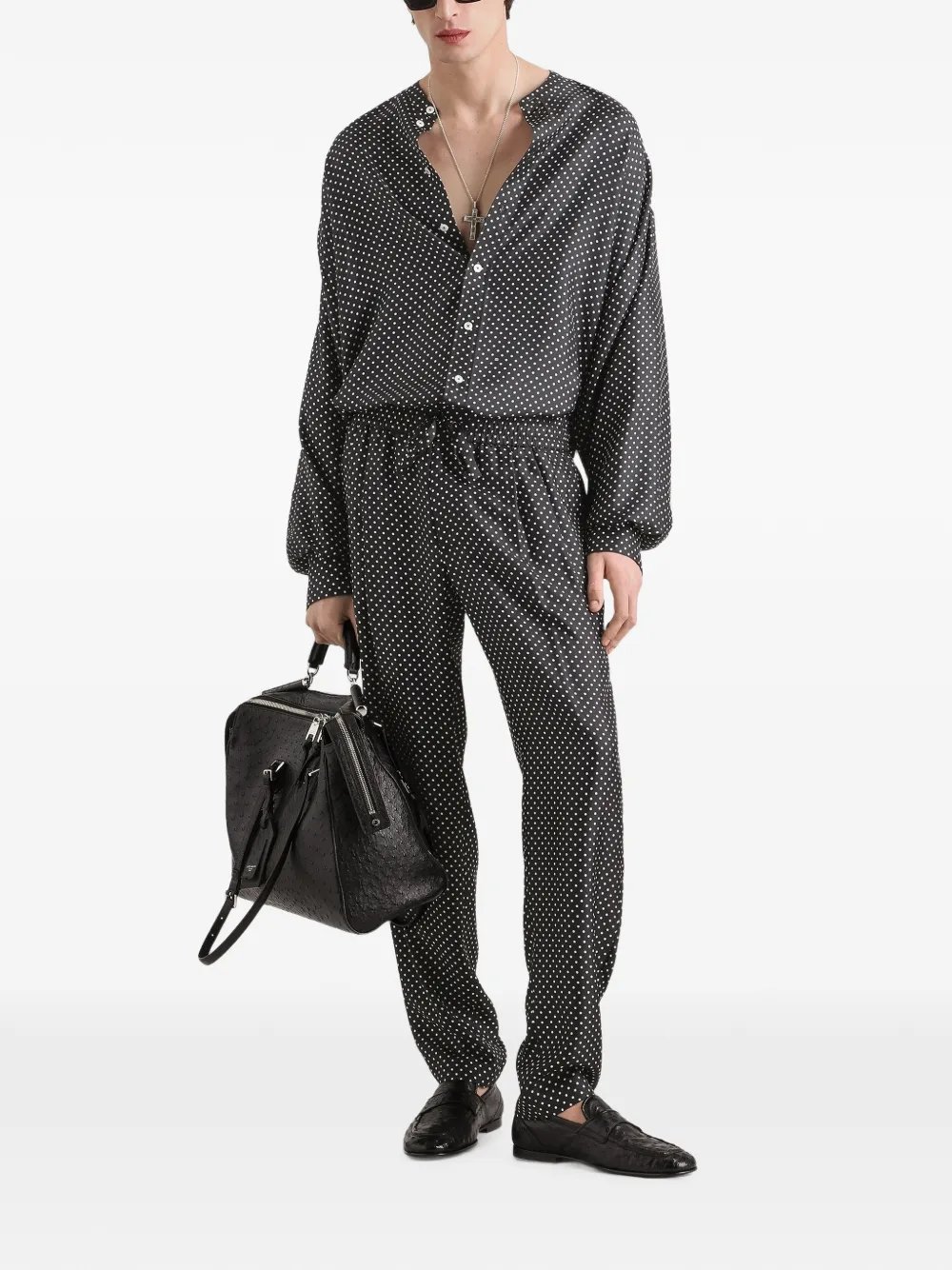  Dolce & Gabbana Polka Dot-print Silk Twill Trousers - Negro 