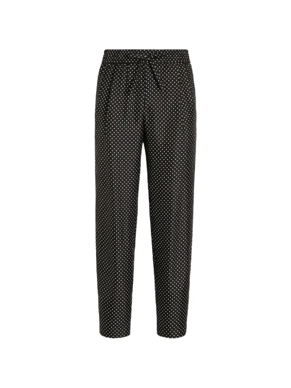 DOLCE&GABBANA シルク ドット柄 パンツ サイズ46 Dolce & Gabbana ポルカドット シルクパンツ | ブラック | FARFETCH JP