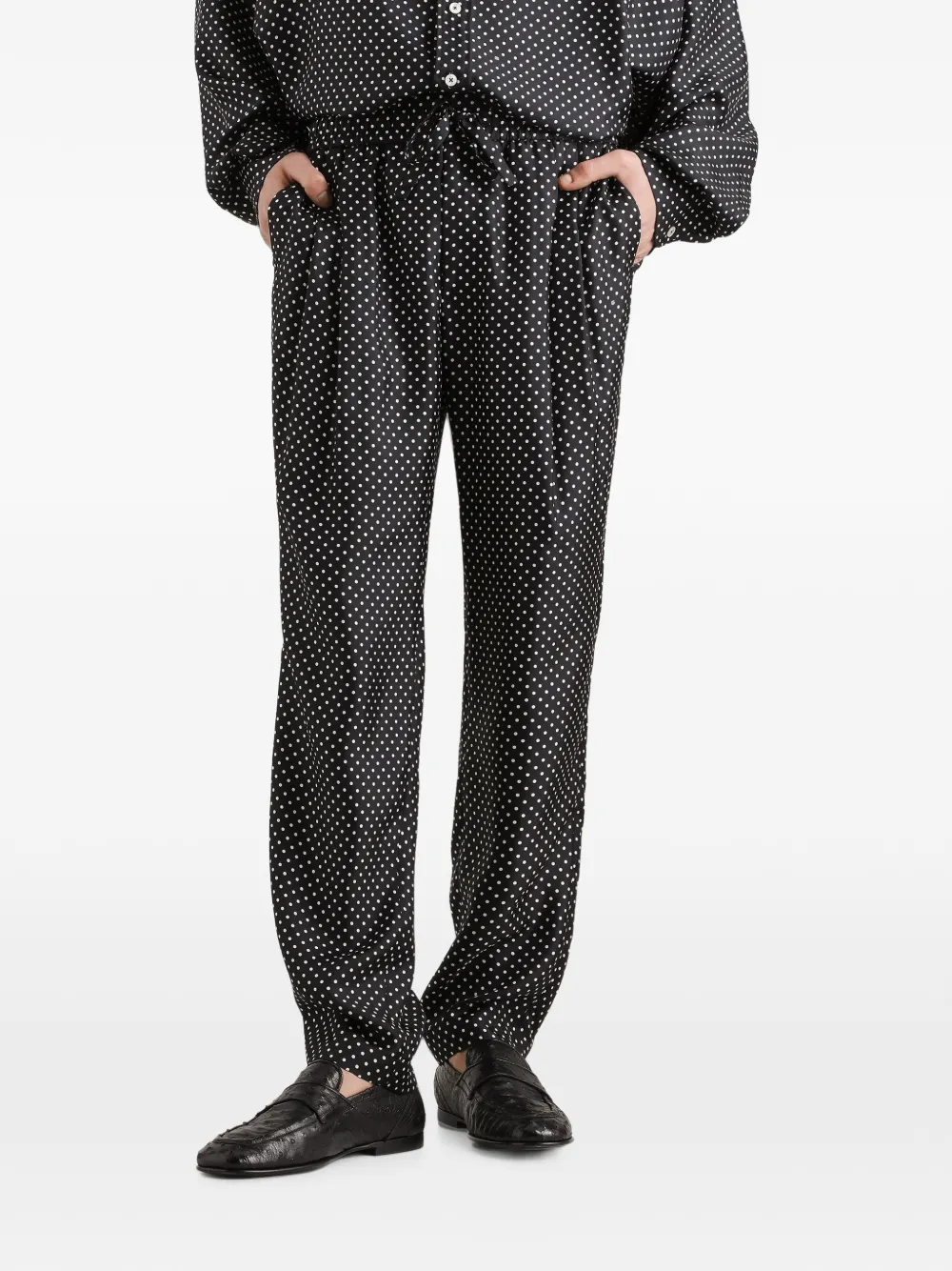 Dolce & Gabbana Zijde-will broek met stippen Zwart