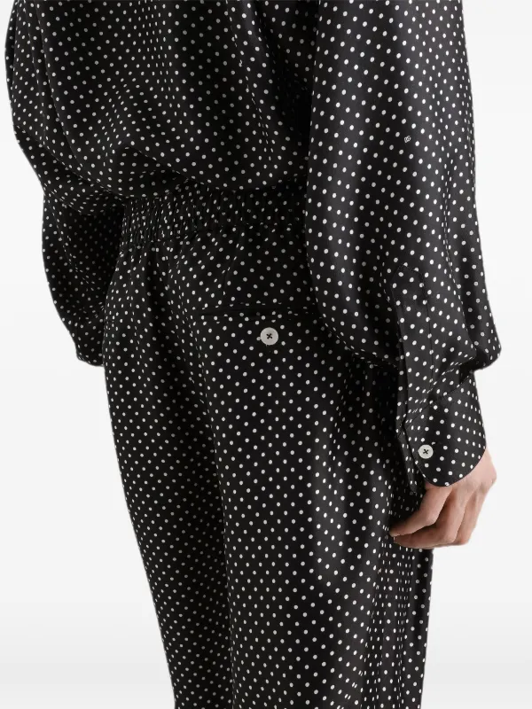 DOLCE&GABBANA シルク ドット柄 パンツ サイズ46 Dolce & Gabbana ポルカドット シルクパンツ | ブラック | FARFETCH JP