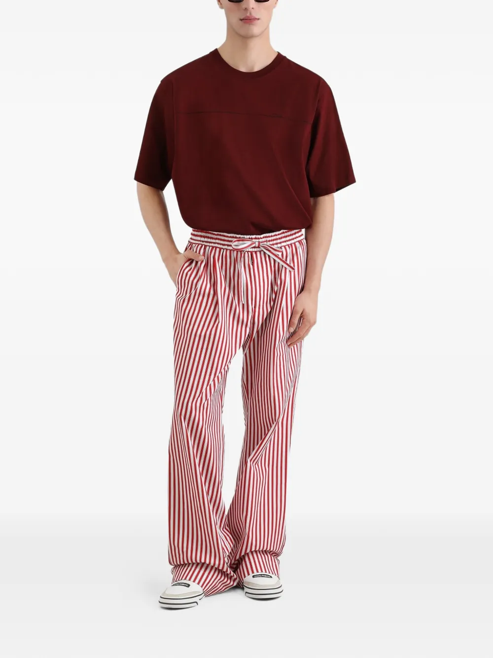 Dolce & Gabbana Gestreepte popeline broek Rood