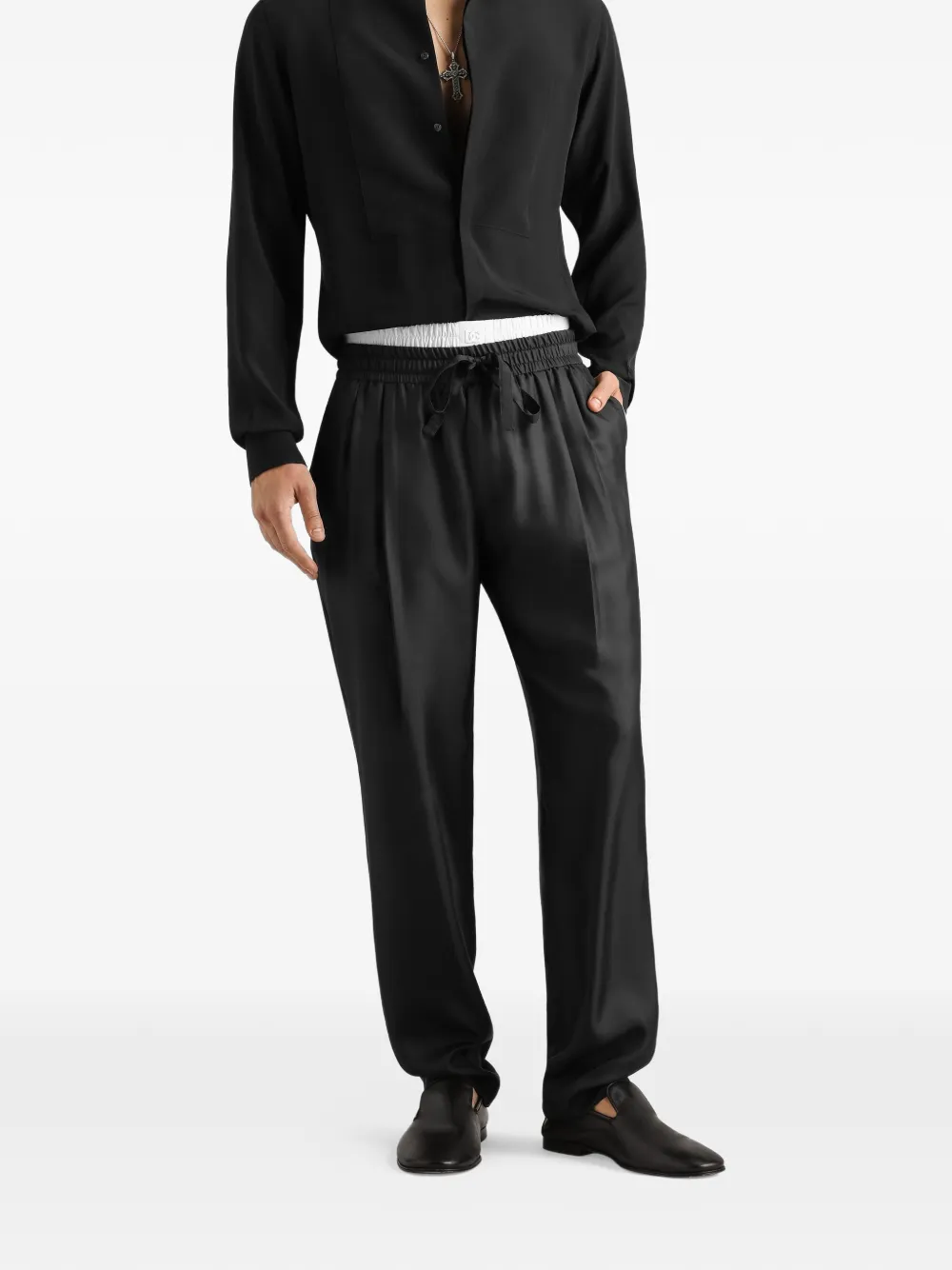 Dolce & Gabbana Zijden twill joggingbroek Zwart