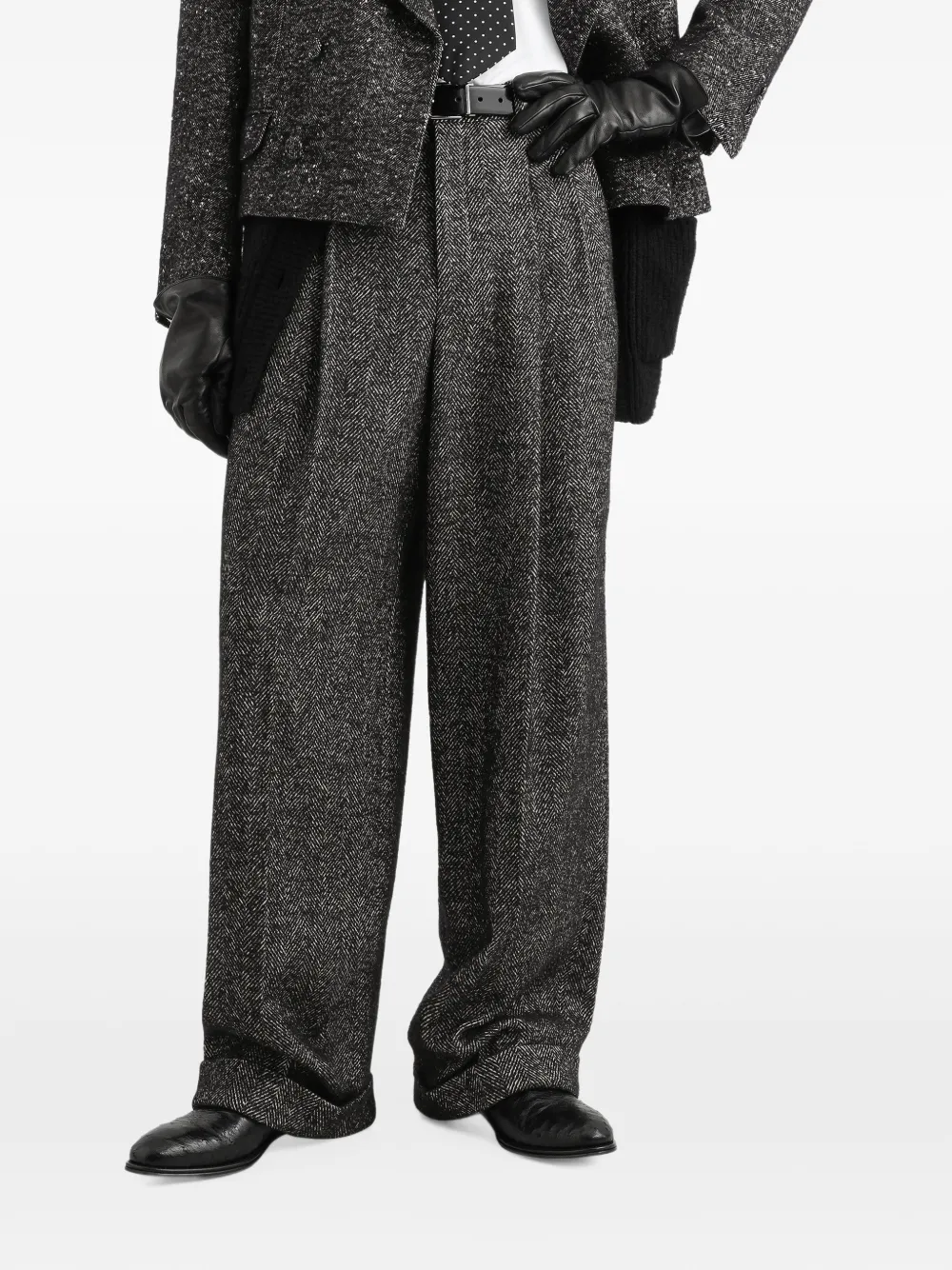Dolce & Gabbana textured wool-blend trousers Grijs
