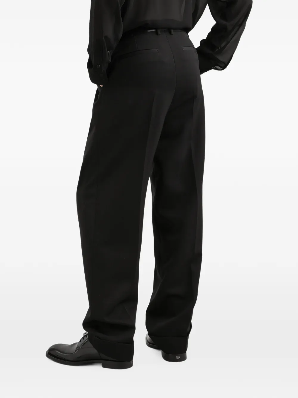 Dolce & Gabbana Wollen gabardine broek Zwart