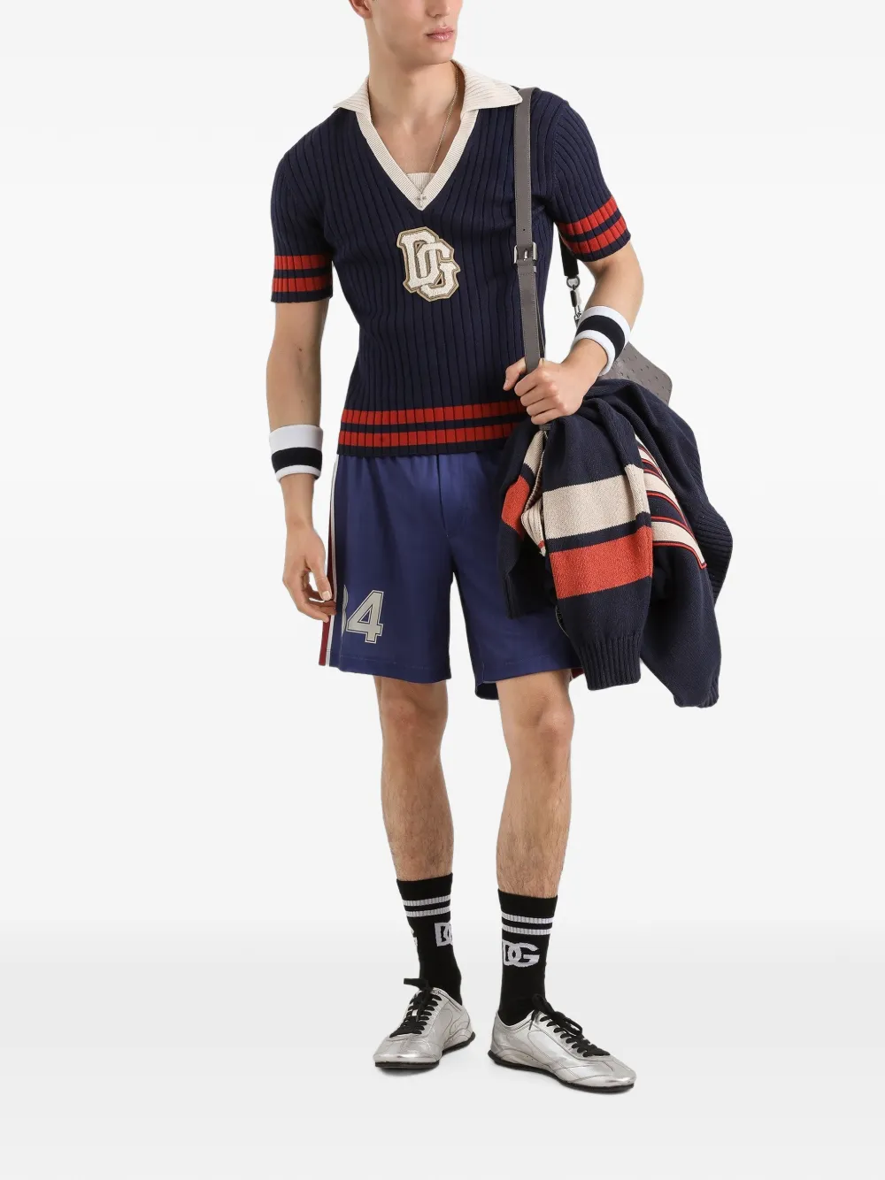 Dolce & Gabbana Gestreepte jersey bermuda shorts Blauw