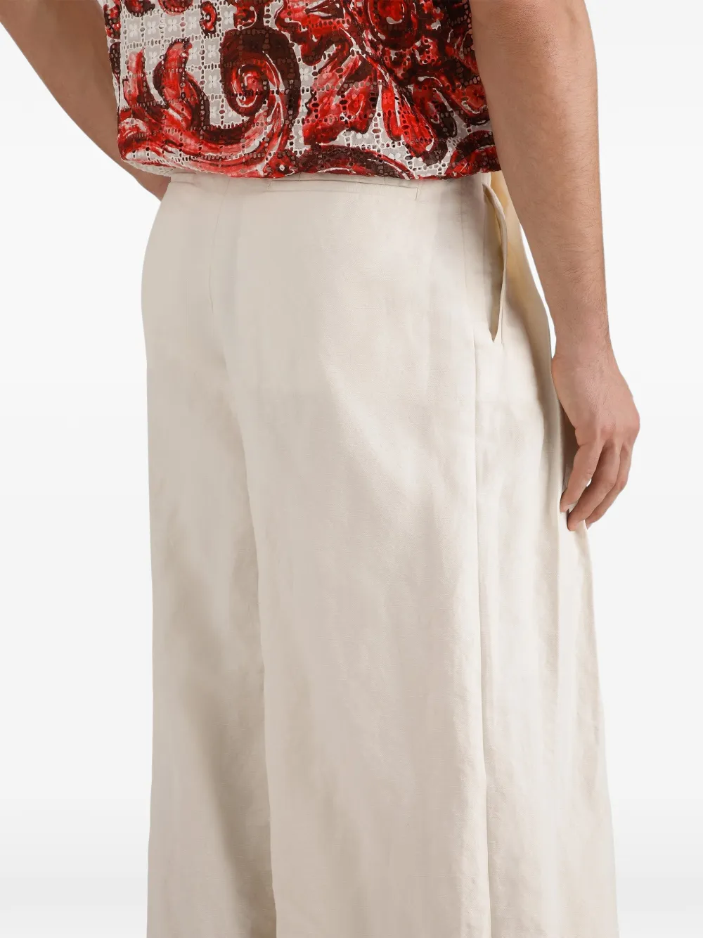 Dolce & Gabbana Katoenen linnen broek met plooien Beige