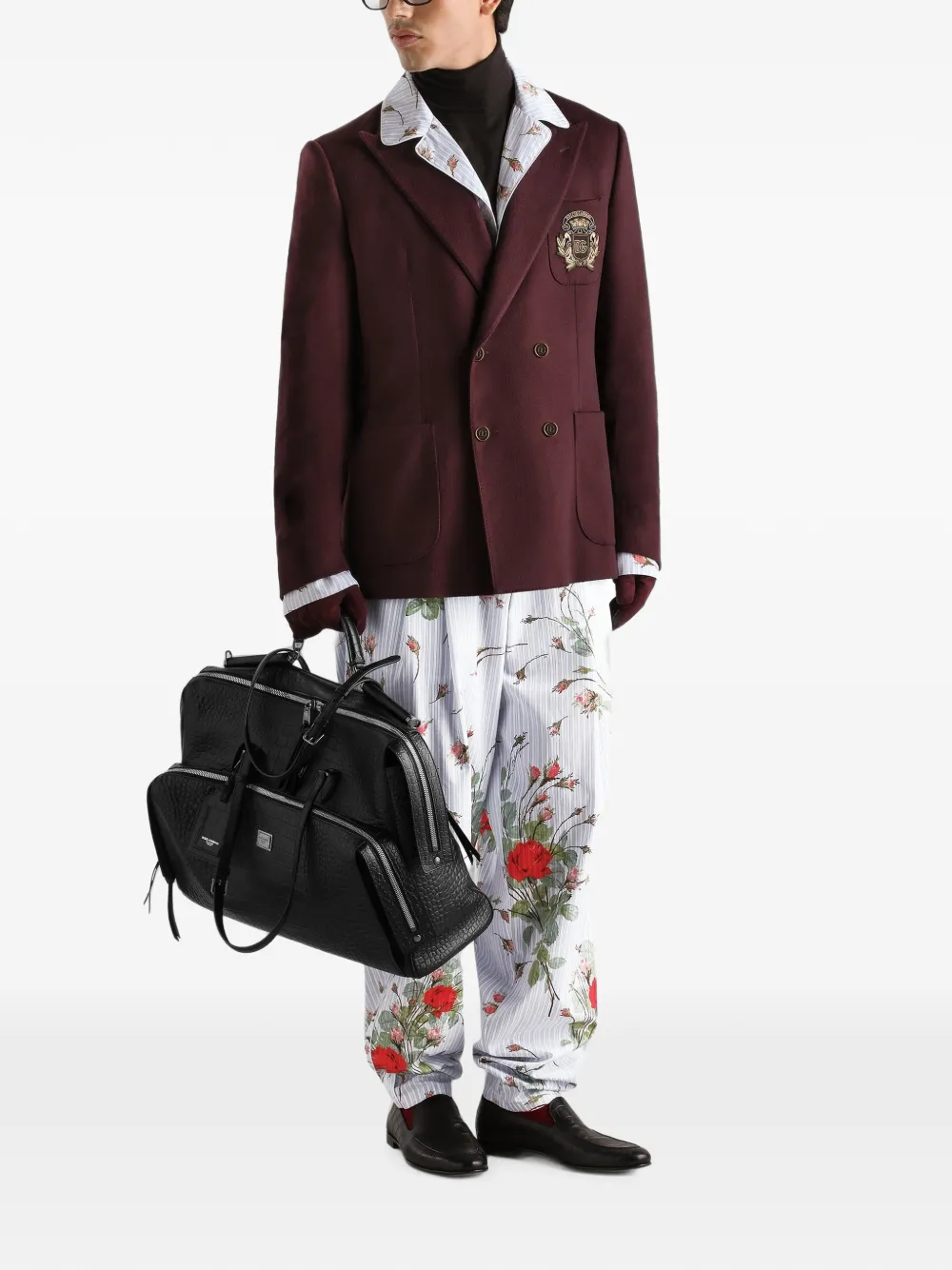 Dolce & Gabbana Kleine popeline Vanity broek met roosprint Wit