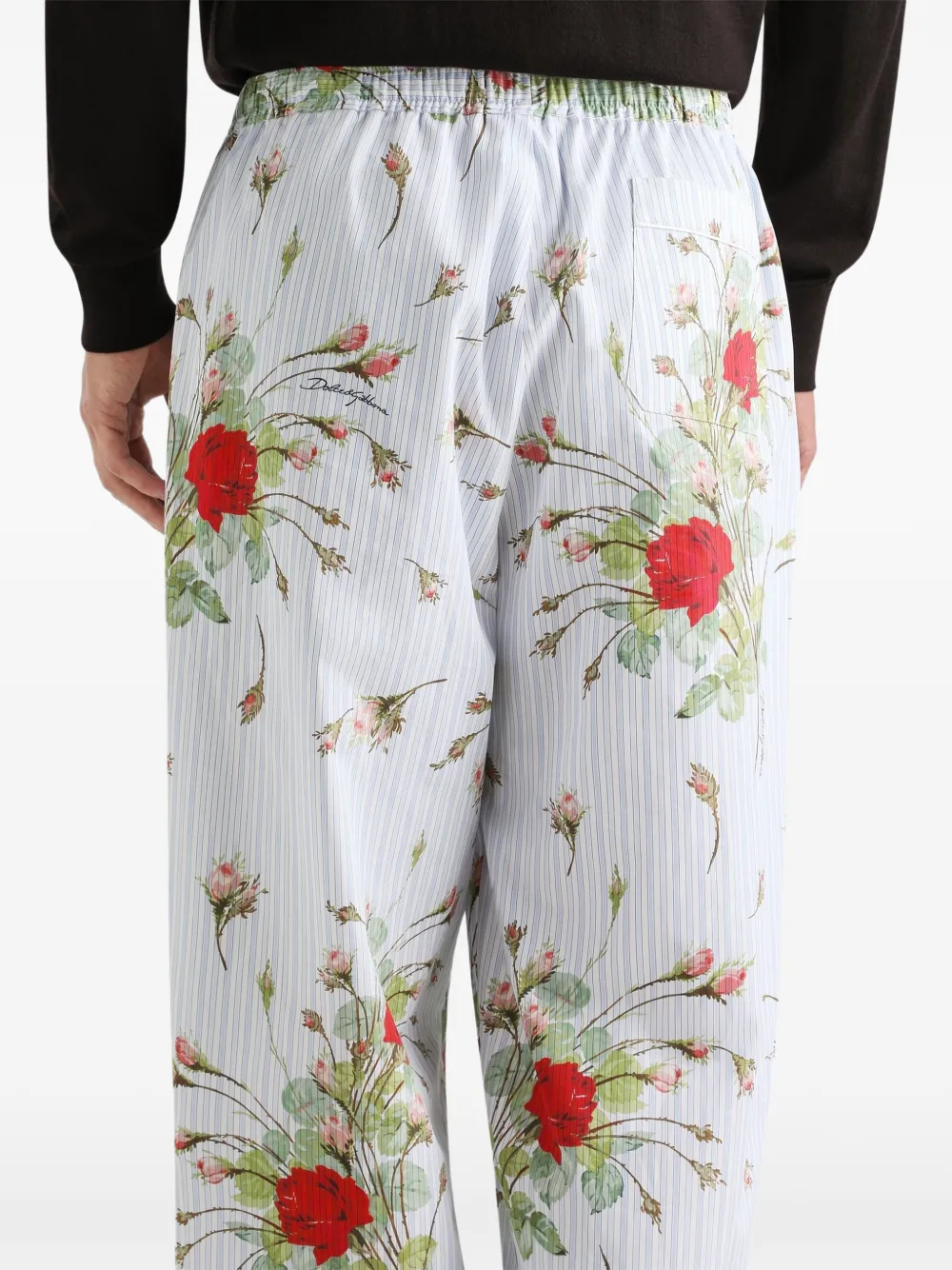 Dolce & Gabbana Kleine popeline Vanity broek met roosprint Wit