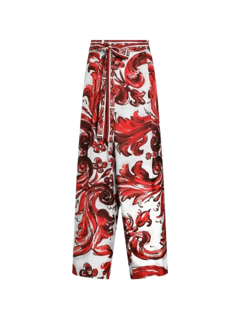 Dolce & Gabbana majolica-print silk twill trousers