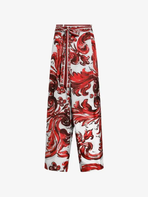 Dolce & Gabbana Hose aus Seidentwill mit Majolica-Print