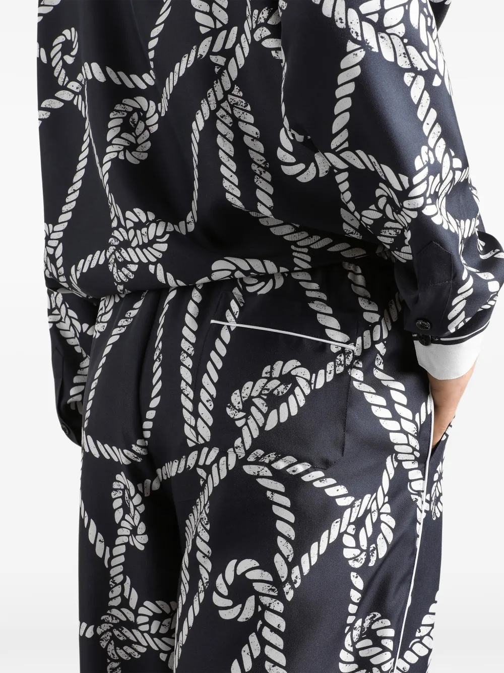 Dolce & Gabbana Zijde-twill vanity broek met Marina-print Blauw