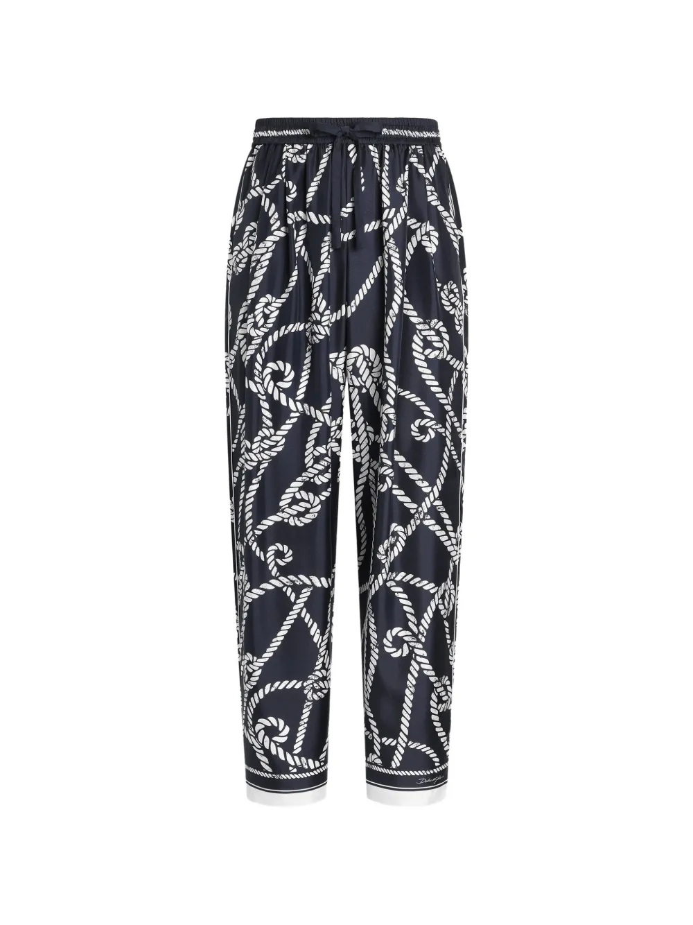 Dolce & Gabbana Pantaloni in twill di seta con stampa Marina - Blu