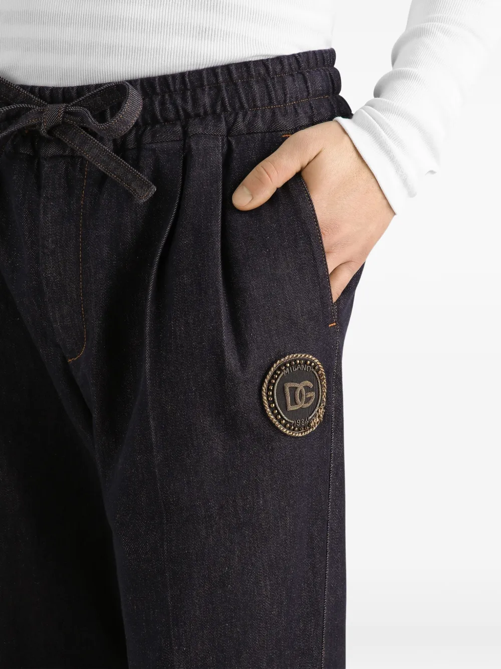 Dolce & Gabbana Denim joggingbroek met patch Blauw