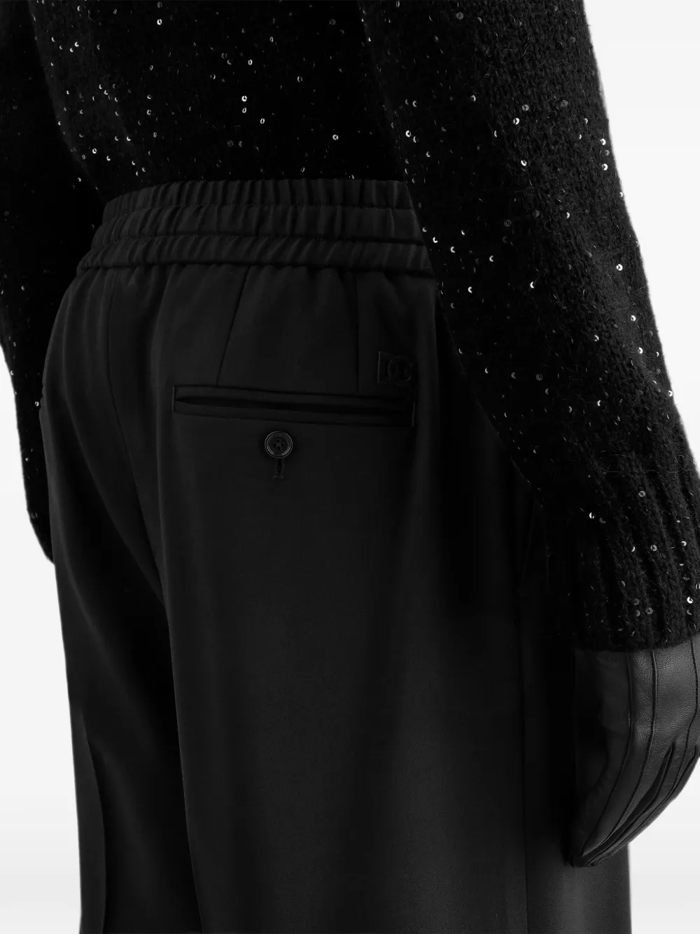 Dolce & Gabbana Wollen gabardine joggingbroek Zwart