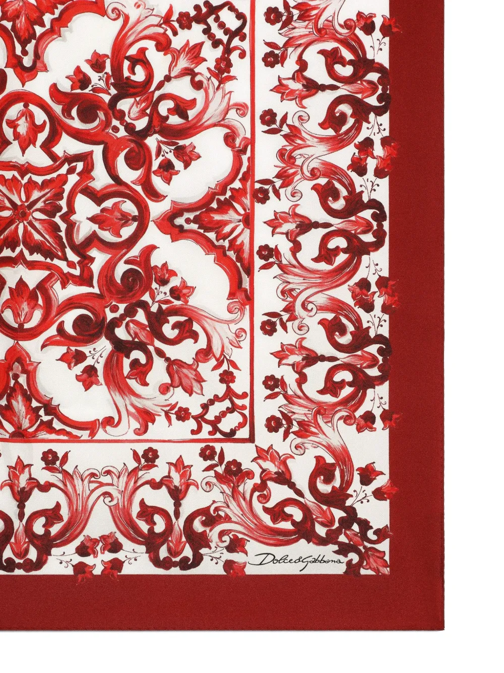Dolce & Gabbana Twill sjaal met Majolica-print Rood