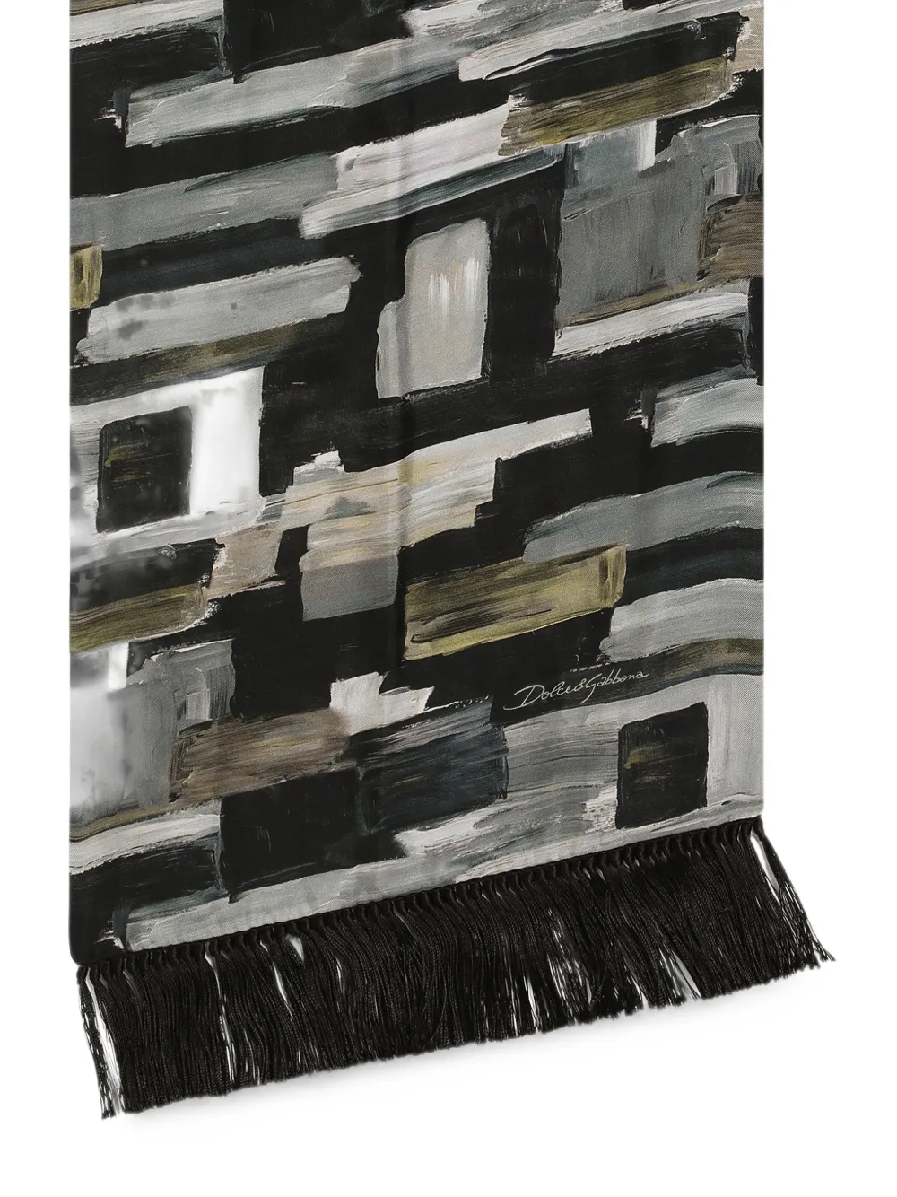 Dolce & Gabbana Zijden sjaal met abstracte print Zwart
