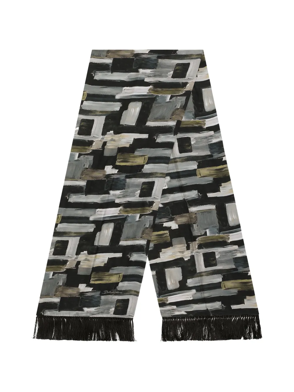 Dolce & Gabbana Foulard in seta con stampa astratta - Nero