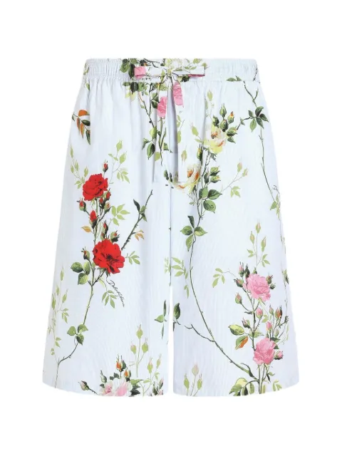 Dolce & Gabbana rose-print poplin Bermuda shorts
