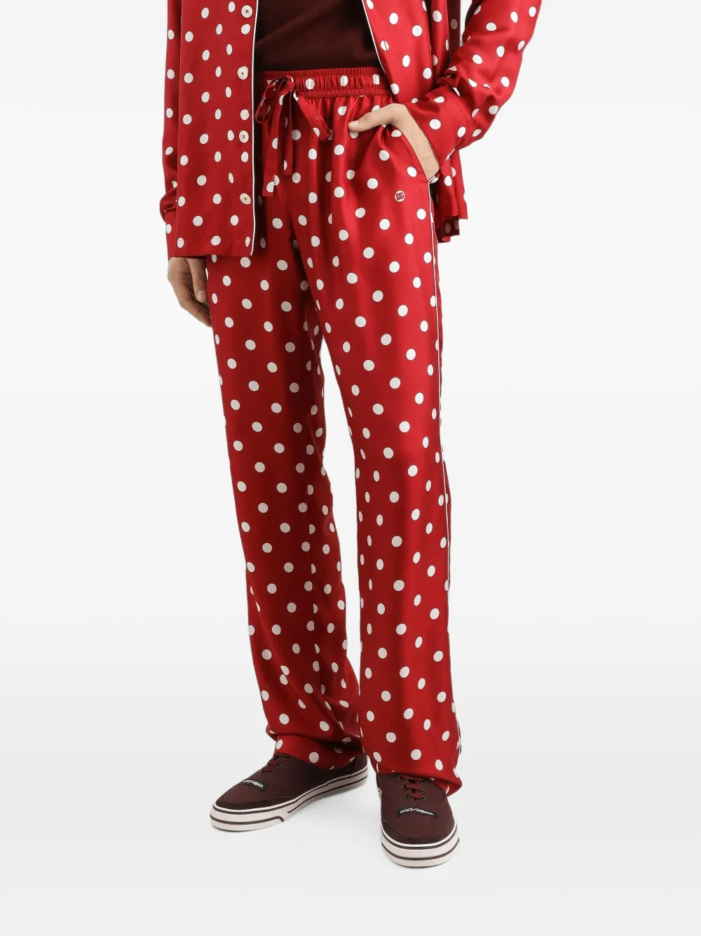 Dolce & Gabbana Zijden twill broek met stippen Rood