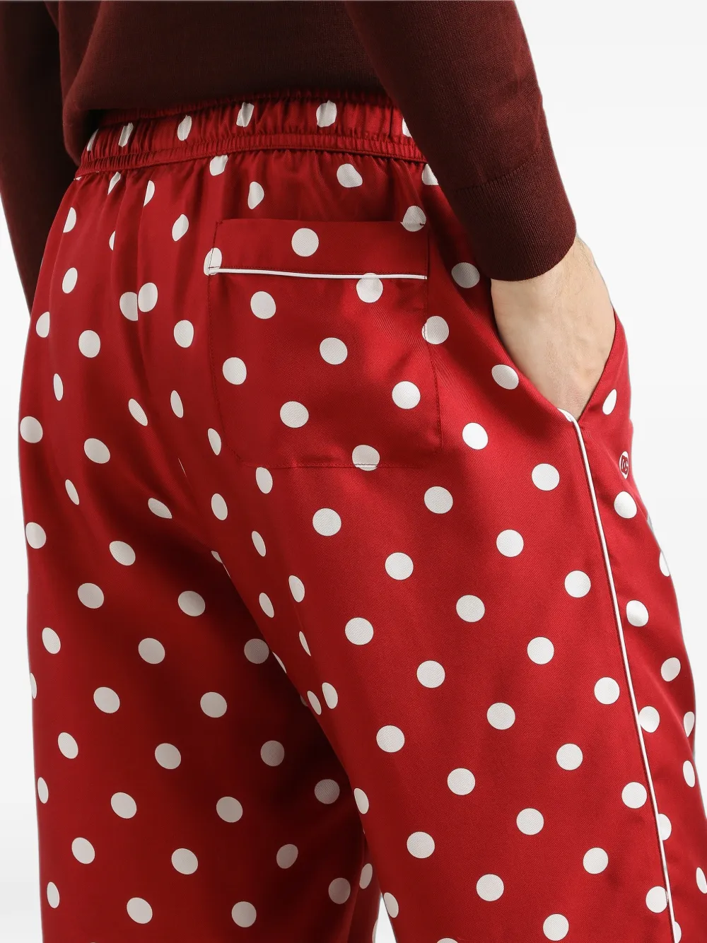 Dolce & Gabbana Zijden twill broek met stippen Rood