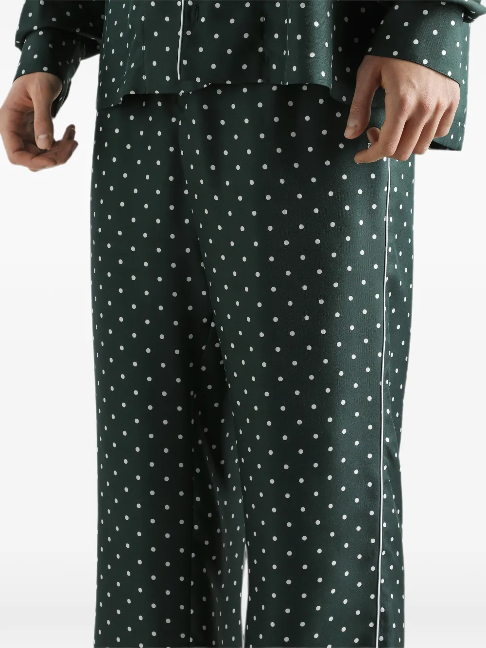 Dolce & Gabbana Vanity broek van zijden twill met stippen-print Groen