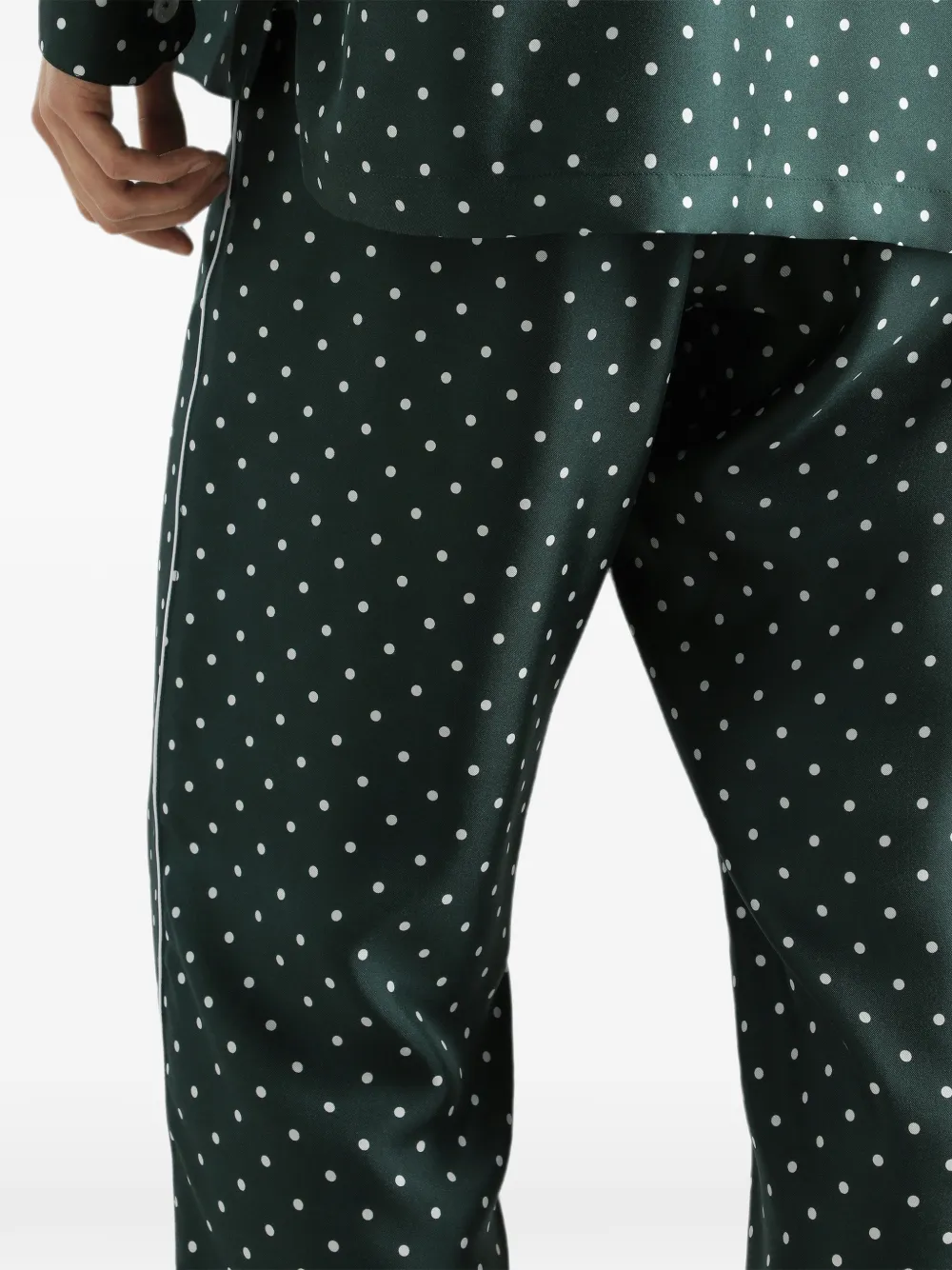 Dolce & Gabbana Vanity broek van zijden twill met stippen-print Groen