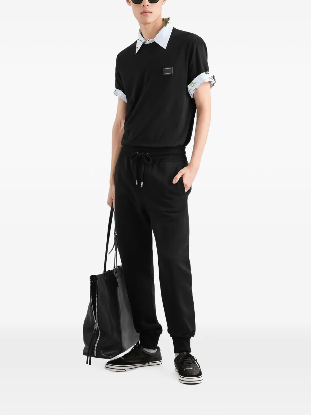 Dolce & Gabbana Jersey broek met patch Zwart