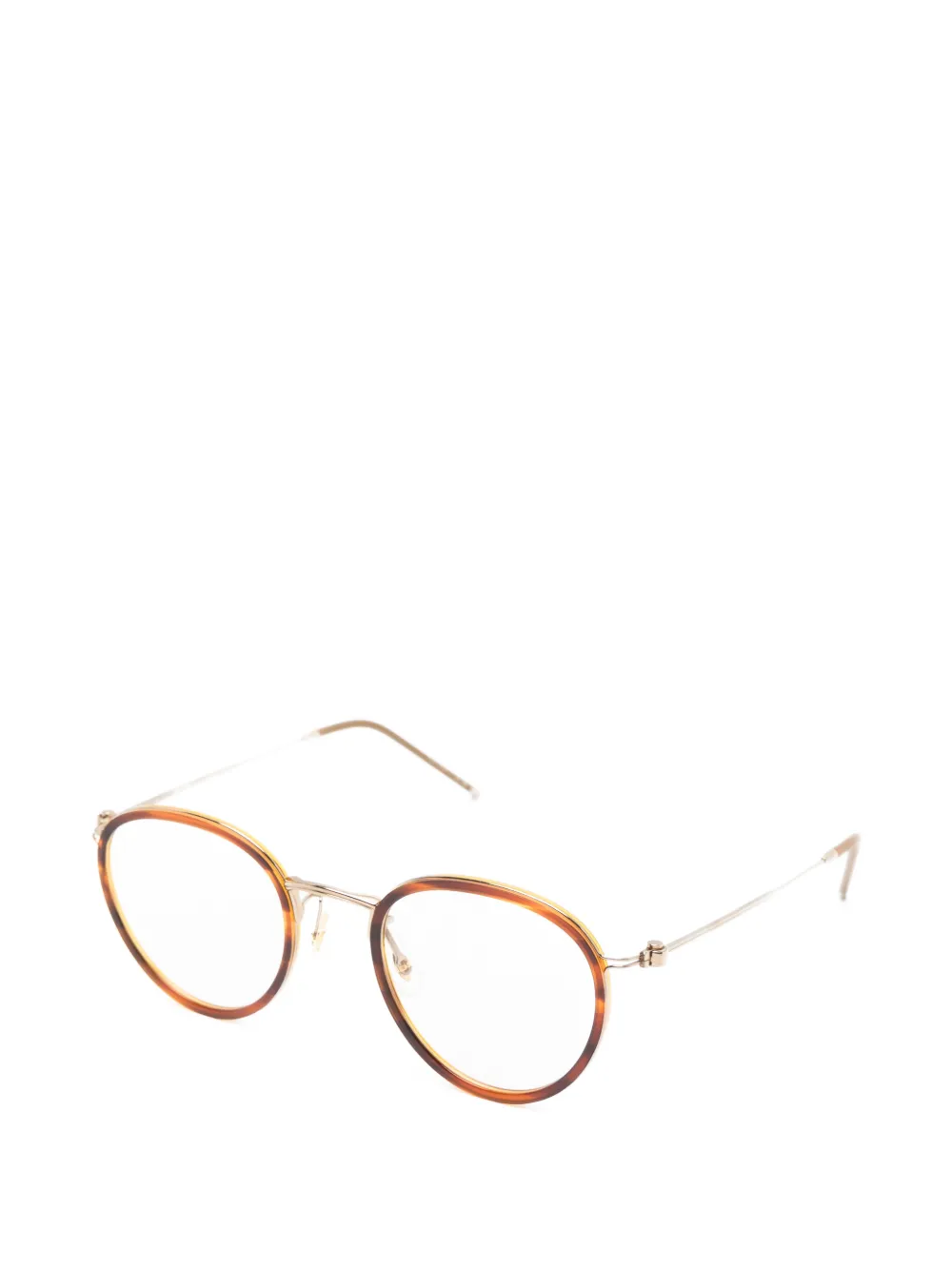 Oliver Peoples Bril met rond montuur en schildpadschild design Bruin