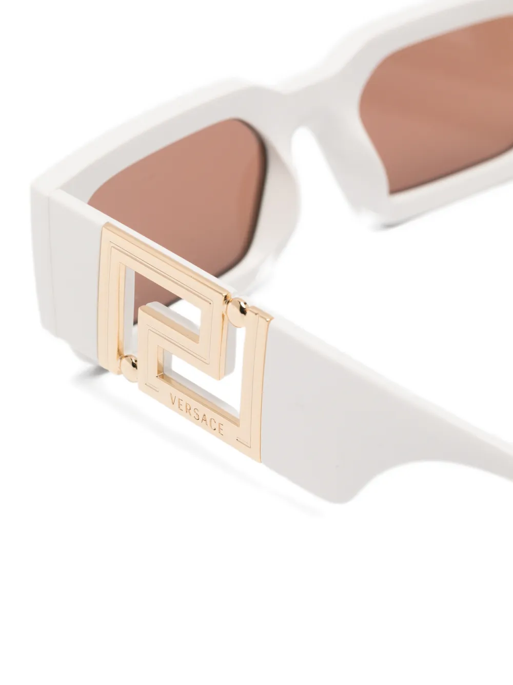 Versace Eyewear Zonnebril met rechthoekig montuur en Greca-plakkaat Wit