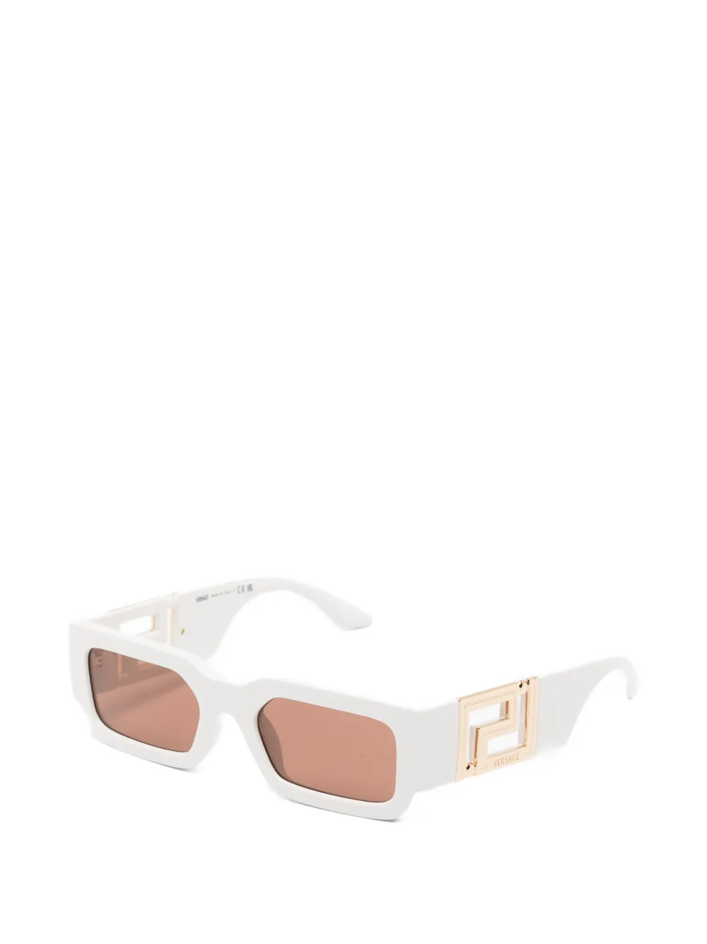 Versace Eyewear Zonnebril met rechthoekig montuur en Greca-plakkaat Wit