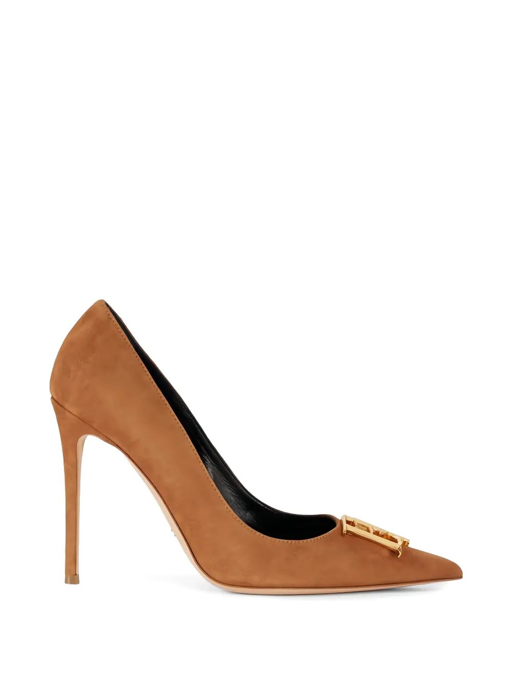 Elisabetta Franchi logo-detail suede pumps Beige