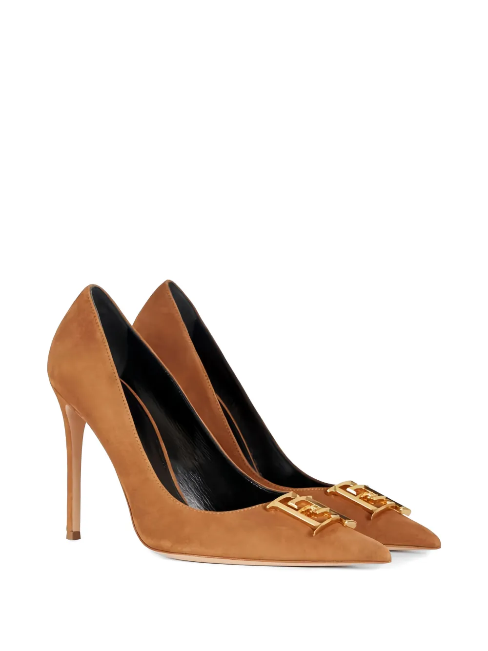 Elisabetta Franchi logo-detail suede pumps Beige