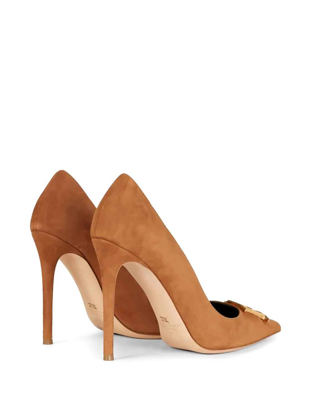 Elisabetta Franchi logo-detail suede pumps Beige