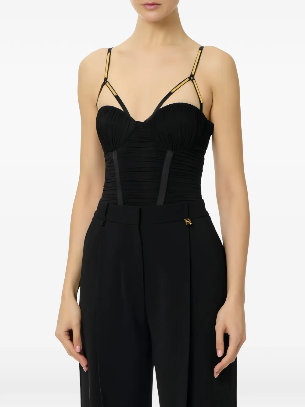 Elisabetta Franchi Romper met ruches Zwart