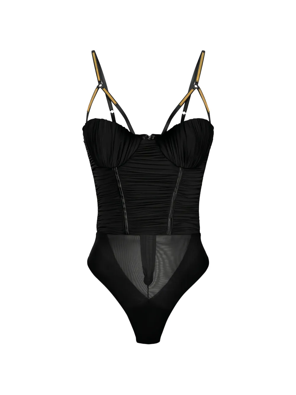 Elisabetta Franchi embellished-strap bodysuit - Schwarz