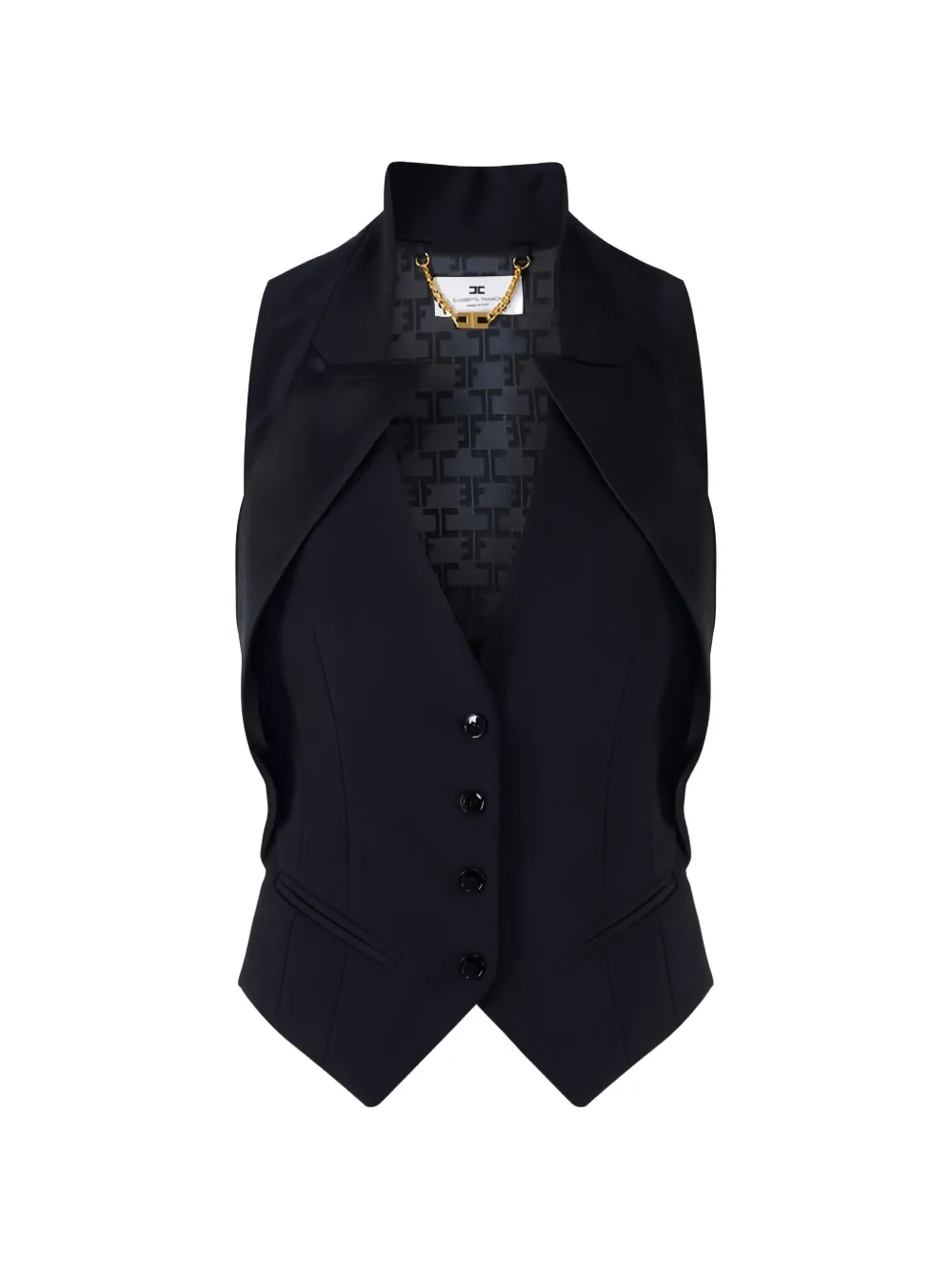 Elisabetta Franchi satin-lapel crêpe waistcoat - Nero