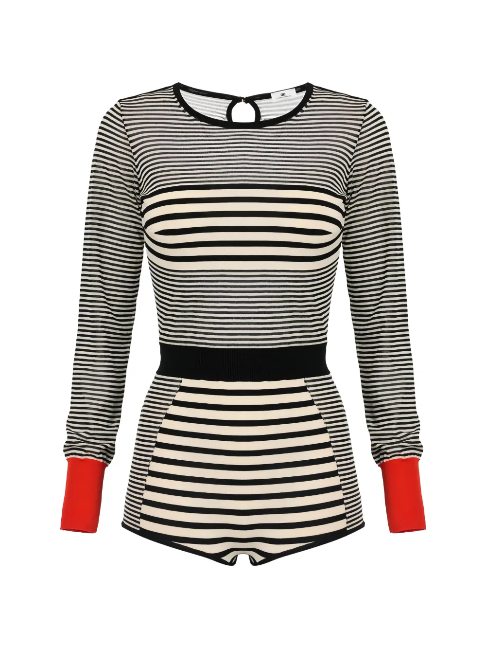 Elisabetta Franchi striped-knit long-sleeve all in one - Toni neutri