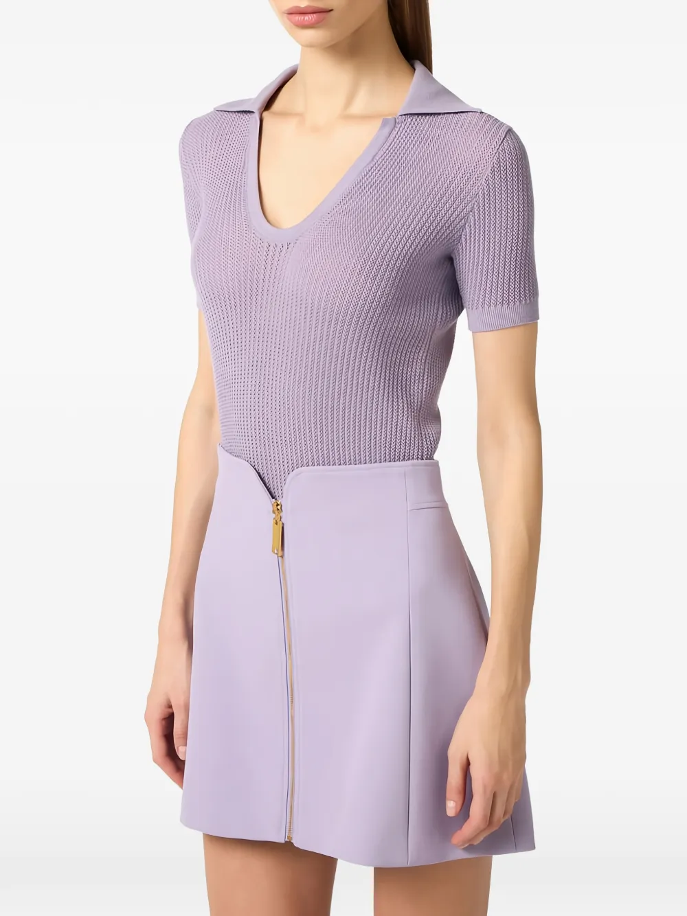 Elisabetta Franchi Gebreid poloshirt met logo-print Paars