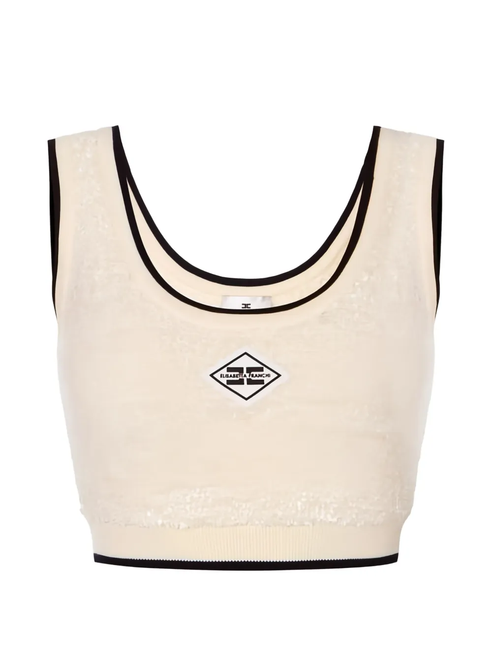 Elisabetta Franchi bouclé chenille crop top - Toni neutri