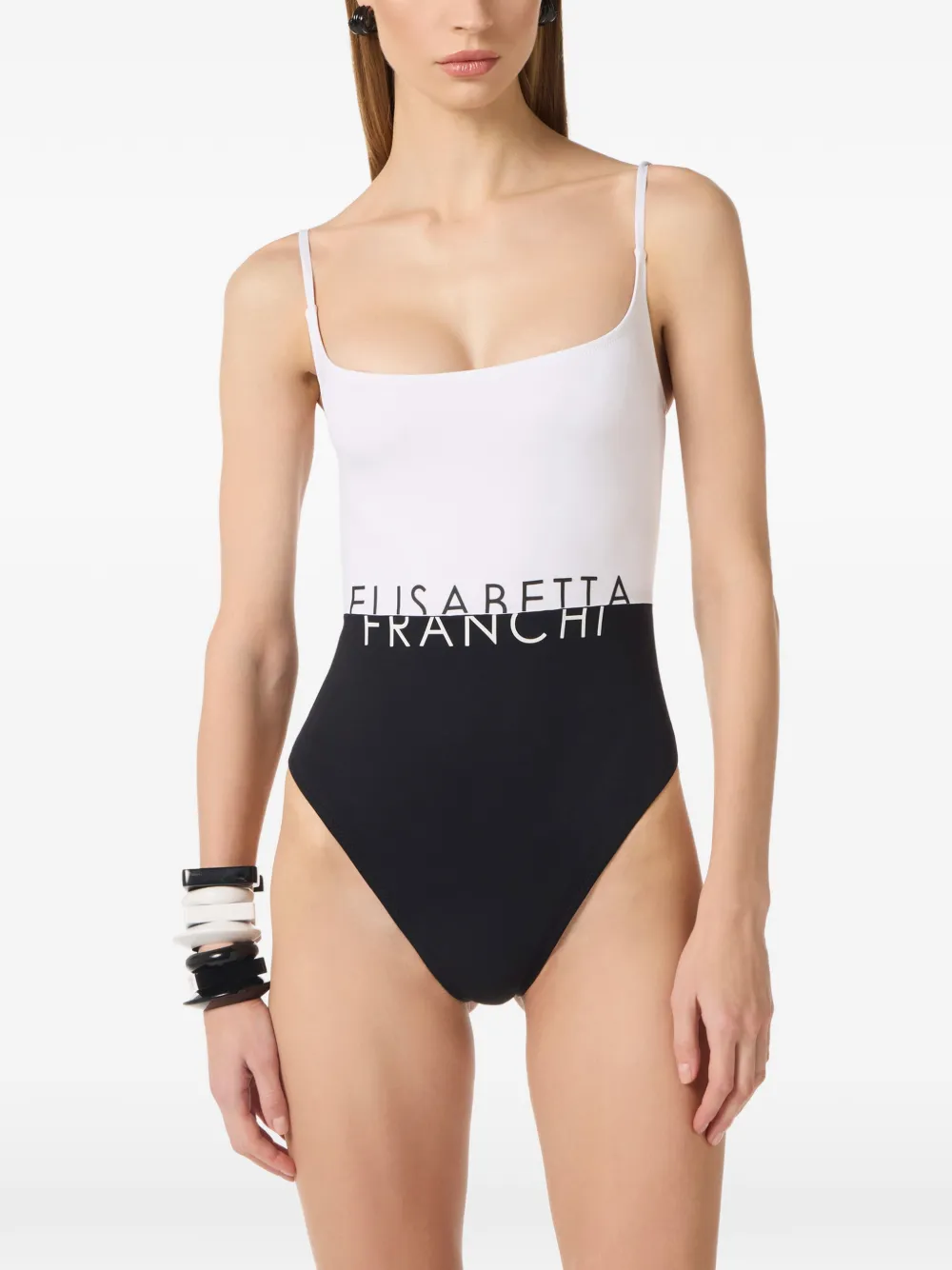Elisabetta Franchi Uitgesneden badpak Wit